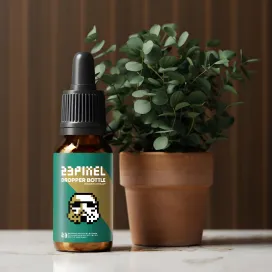 Amber Glass Dropper Bottle With Eucalyptus Plant 02